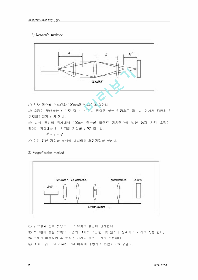 [공학] [광학실험] 렌즈의 초점거리 측정공학기술실험과제